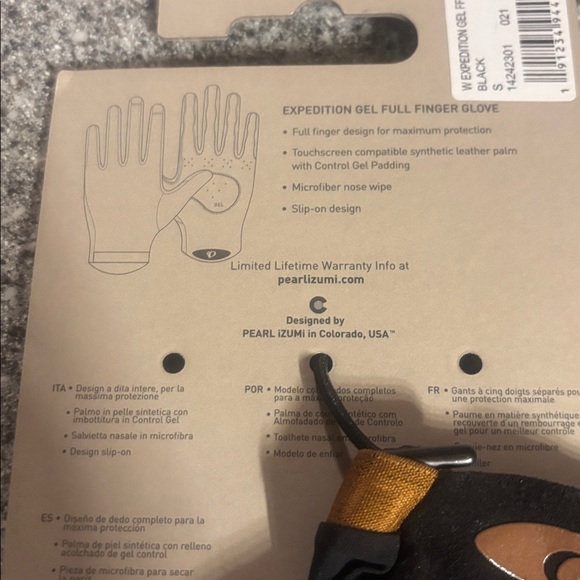 PEARL iZUMi expedition Gel Cycling Gloves Sz S full finger - Picture 4 of 4